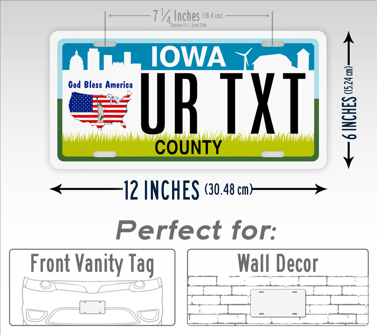 Personalized Iowa State God Bless America Custom License Plate