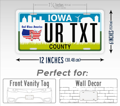 Personalized Iowa State God Bless America Custom License Plate