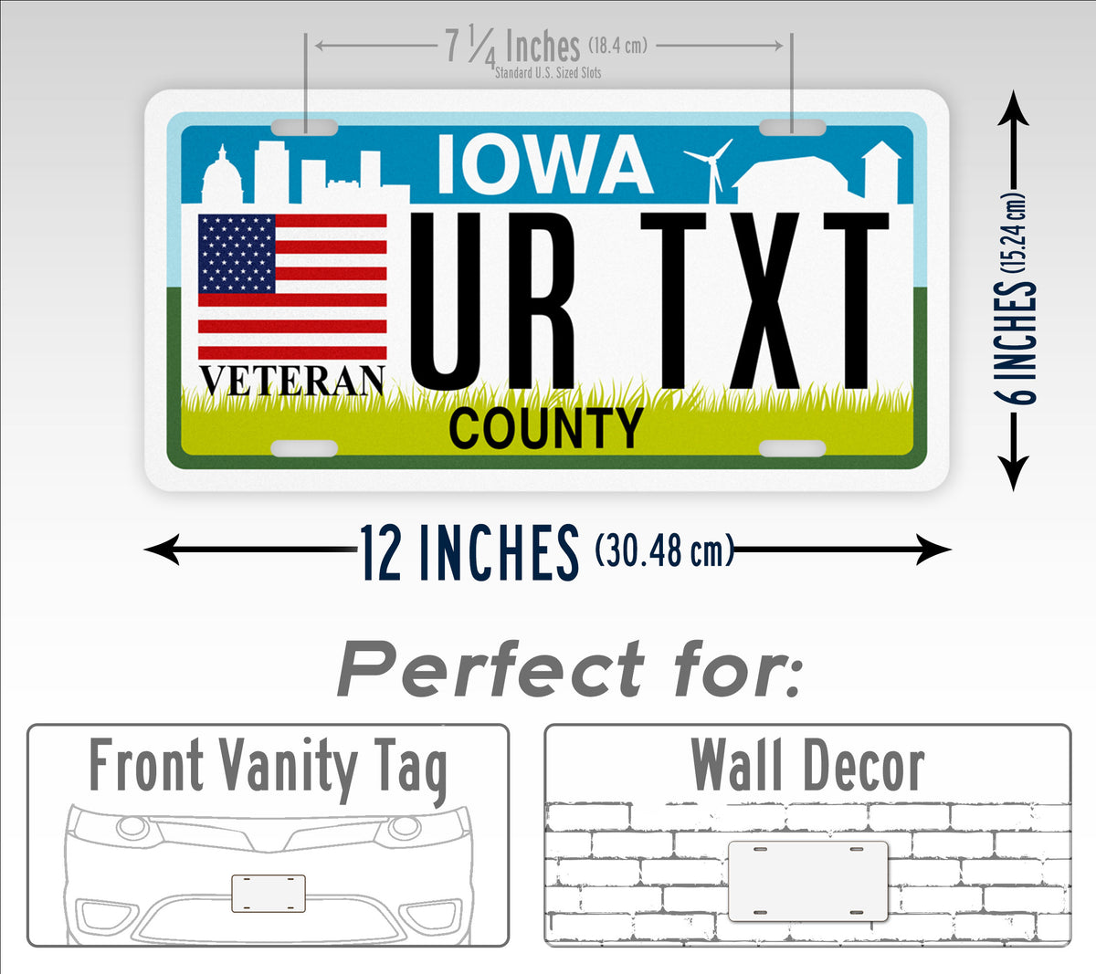 Personalized Iowa State Veteran Custom License Plate