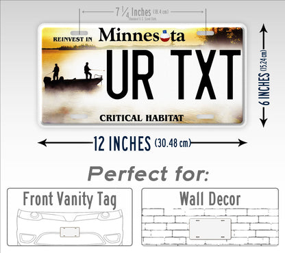 Personalized Minnesota State Critical Habitat - Boat Fishing Custom License Plate