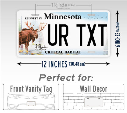 Personalized Minnesota State Critical Habitat - Moose Custom License Plate