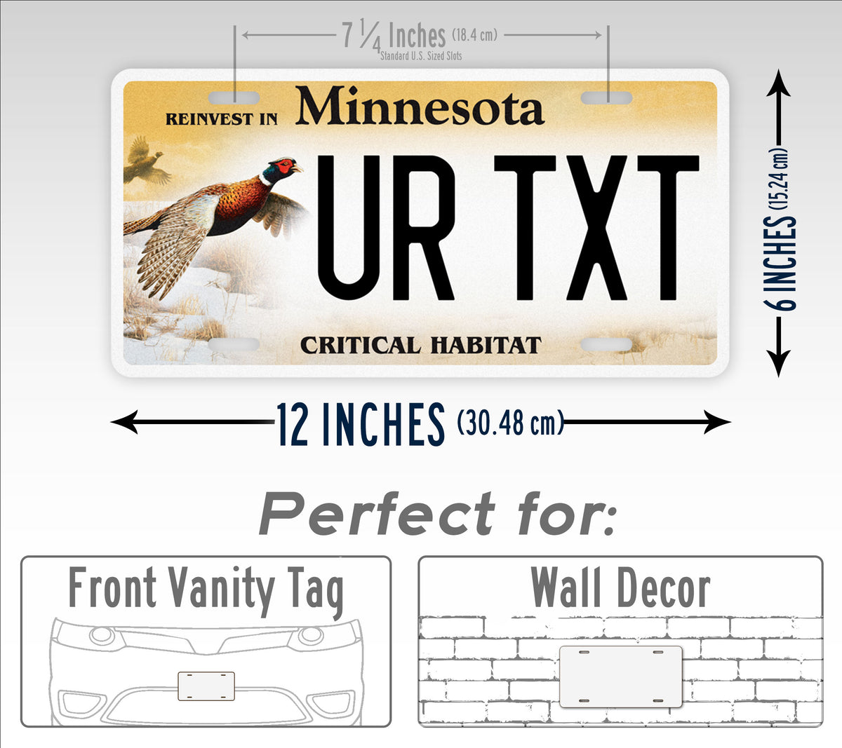 Personalized Minnesota State Critical Habitat - Pheasant Custom License Plate