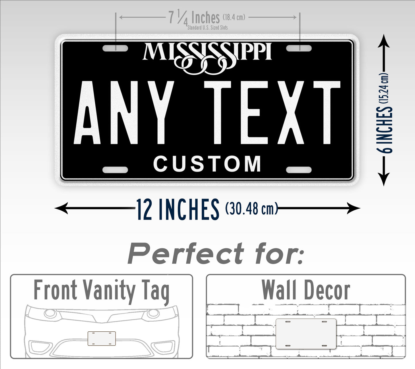 Custom Black vintage Mississippi Novelty Personalized License Plate