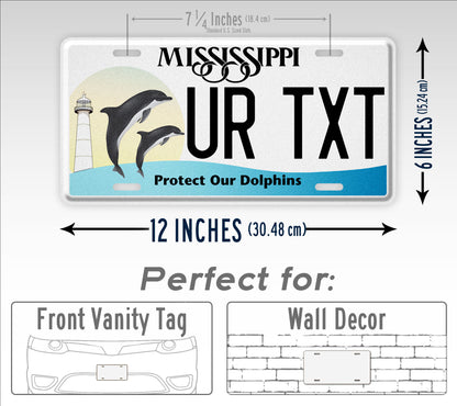 Personalized Mississippi State Protect Our Dolphins License Plate