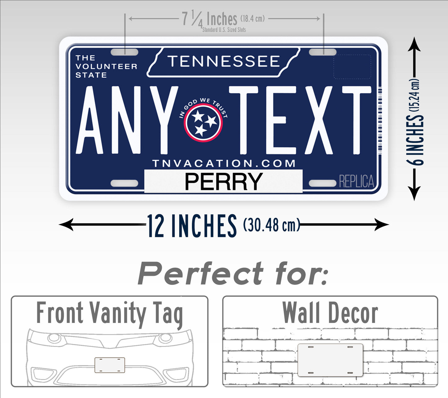 Custom Text New Tennessee Blue State License Plate