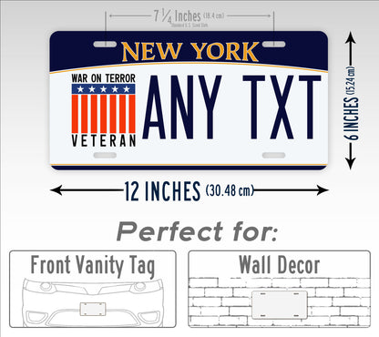 New York War on Terror Veteran Replica License Plate