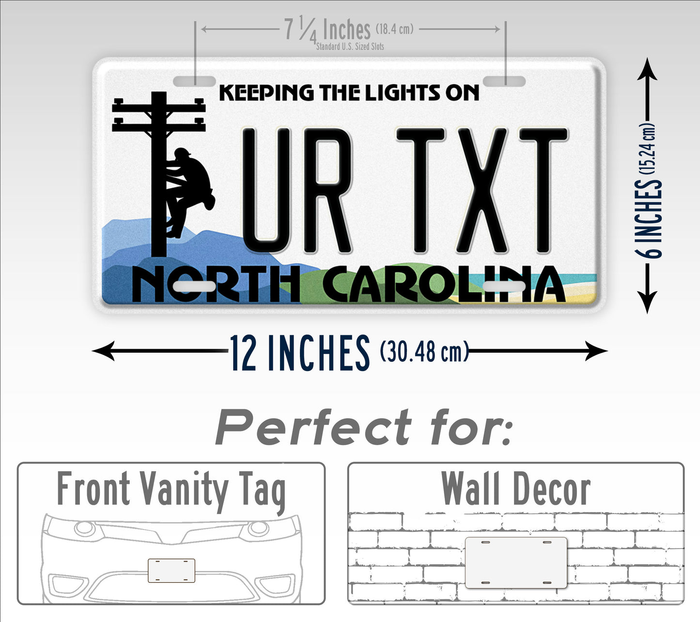Custom North Carolina Lineman Keeping the Lights On 2019 License Plate