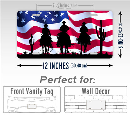 American Flag Cowboy License Plate