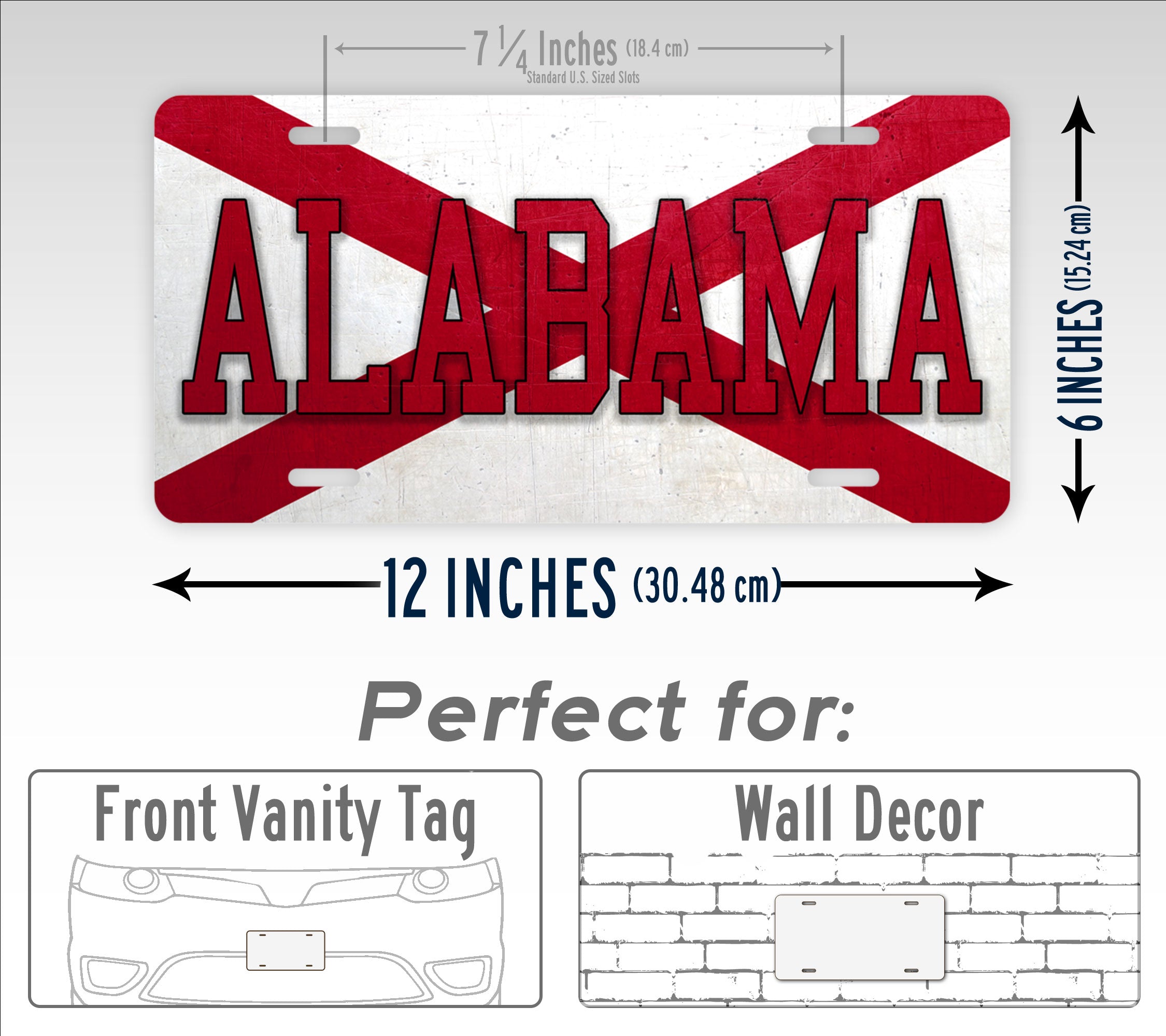 Alabama Flag And Text College Football License Plate