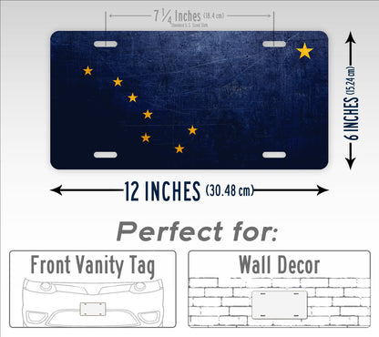 Weathered Metal Alaska State Flag License Plate