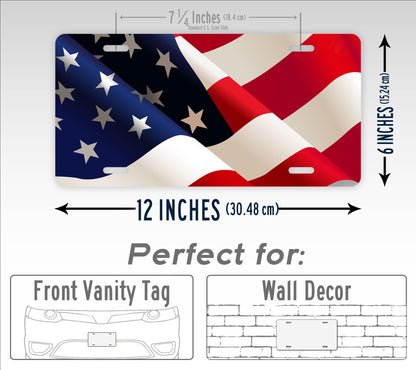 Patriotic American Flag License Plate