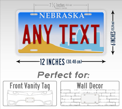 Custom Text Nebraska State License Plate