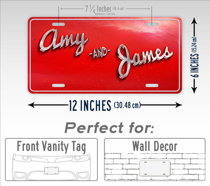 Personalized Red Retro Style License Plate