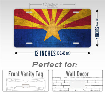 Arizona State Flag Grunge License Plate