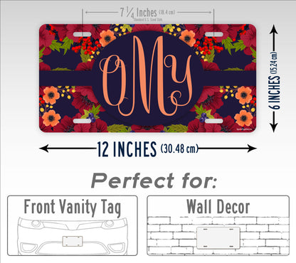 Autumn Flower Personalized Monogram License Plate