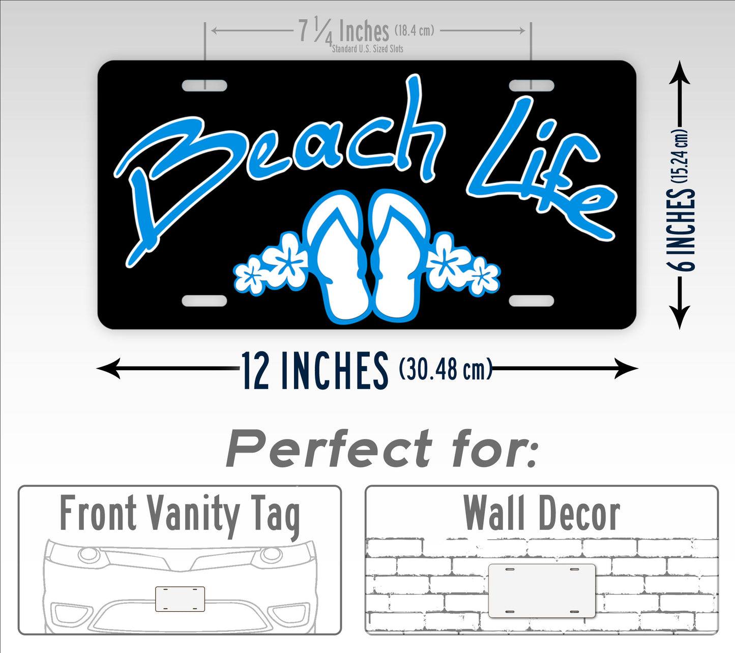 Beach Life Summer Flip Flops License Plate