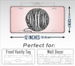 Personalized Pink Yarn Ball Monogram License Plate