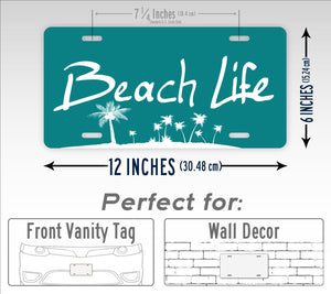 Beach Life Palm Tree License Plate