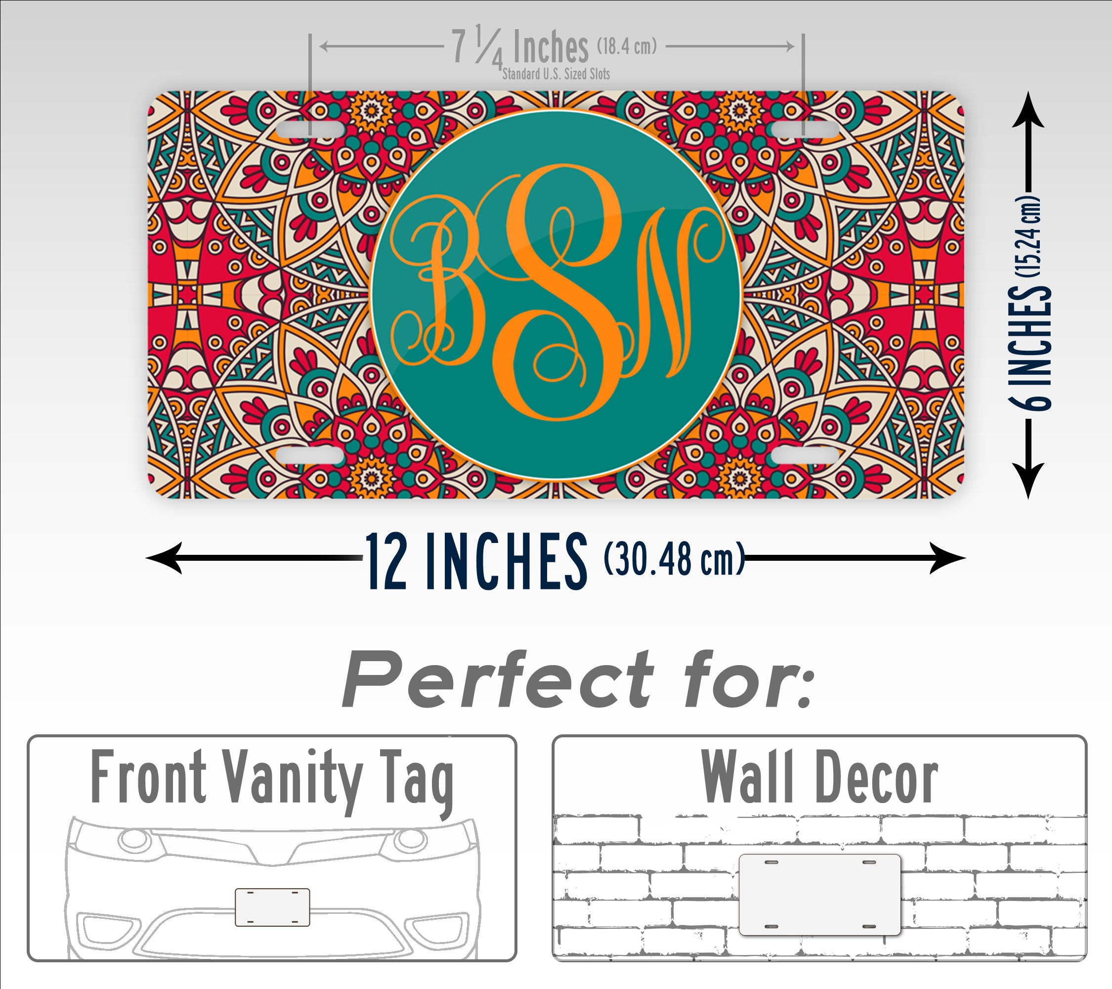 Customized Boho Chic Style Monogrammed License Plate