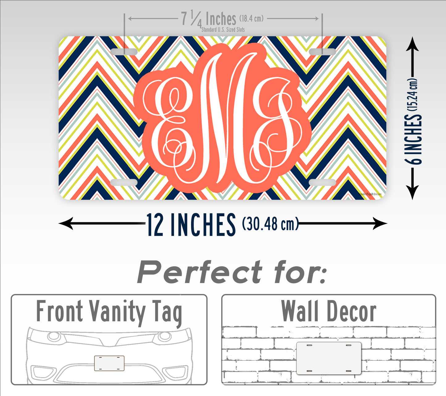 Bold Chevron Personalized Monogram License Plate