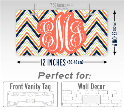 Bold Chevron Personalized Monogram License Plate