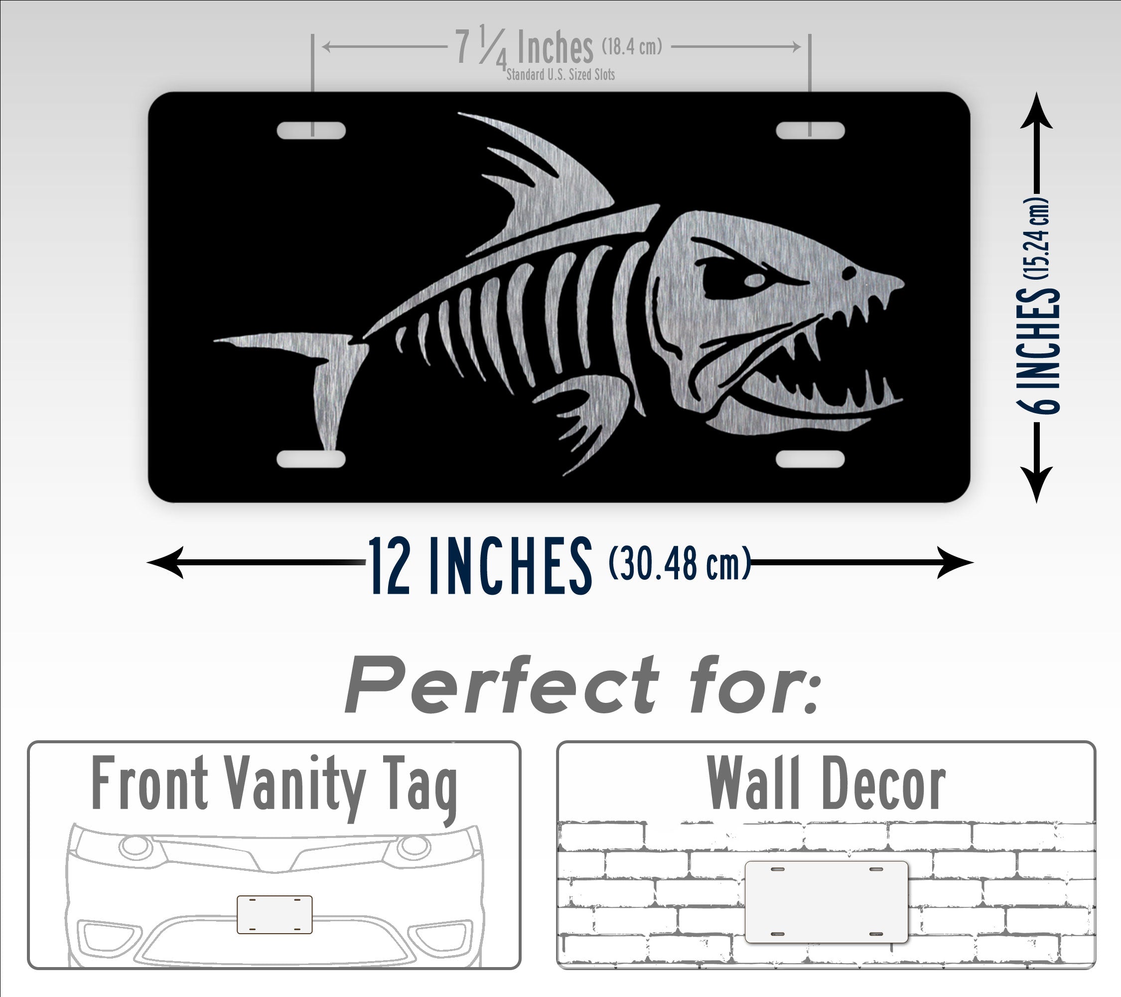 Silver Bone Fish License Plate