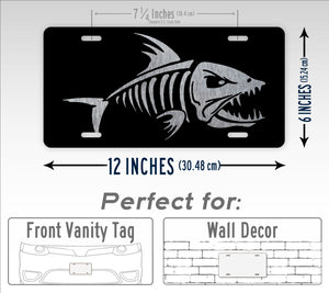 Silver Bone Fish License Plate