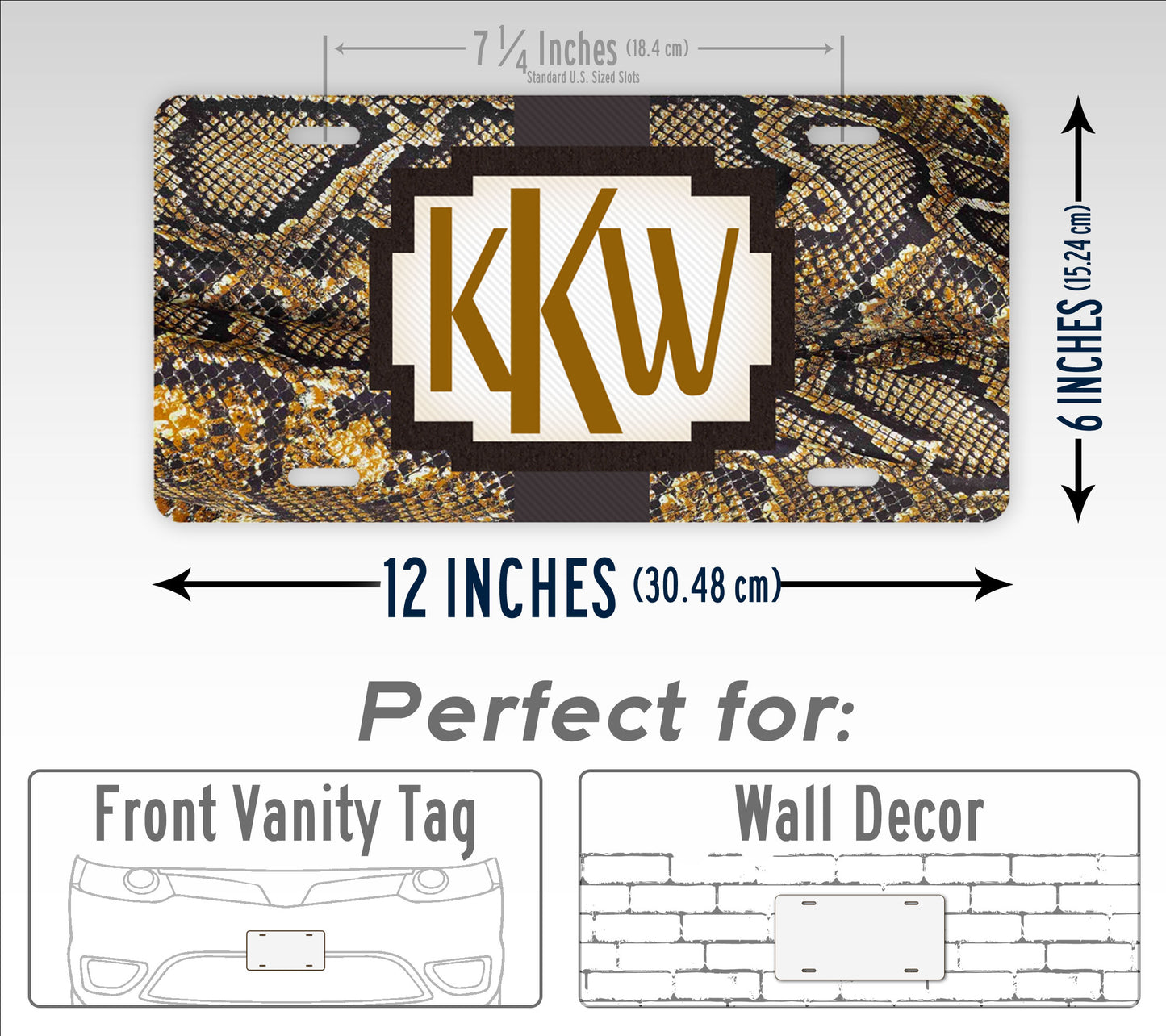 Brown Boa Constrictor Snakeskin Personalized Monogram License Plate