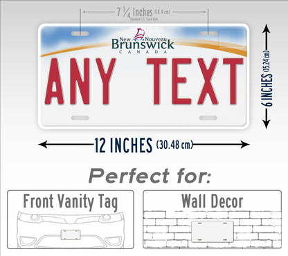 Personalized New Brunswick Canada Custom License Plate