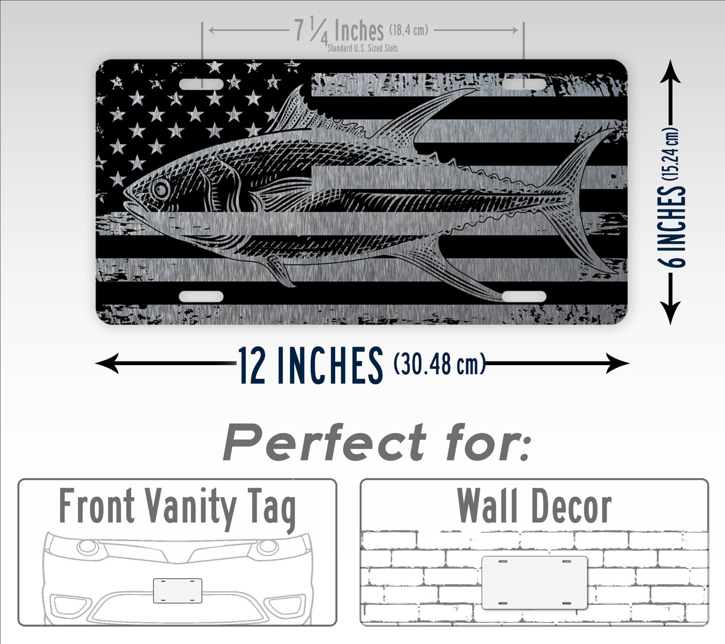 Tuna Fish American Flag License Plate