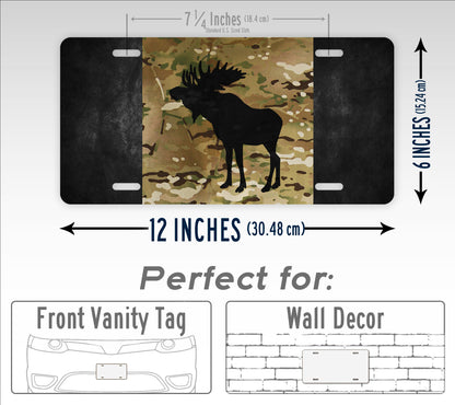 Camo Canadian Flag Moose License Plate