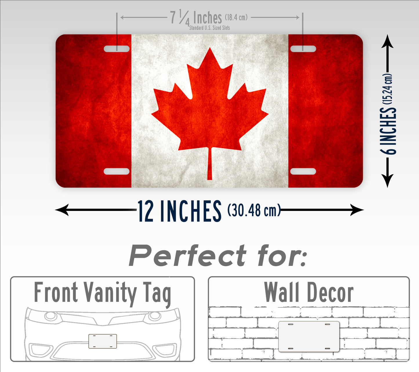 Canada Flag Maple Leaf Red & White License Plate