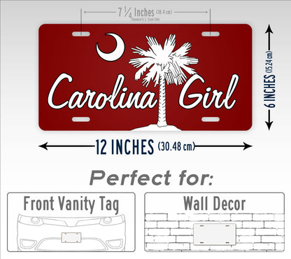 South Carolina Girl Palm Tree & Cresecent Moon License Plate