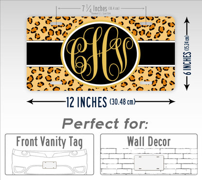 Leopard Skin Design Personalized Monogram License Plate