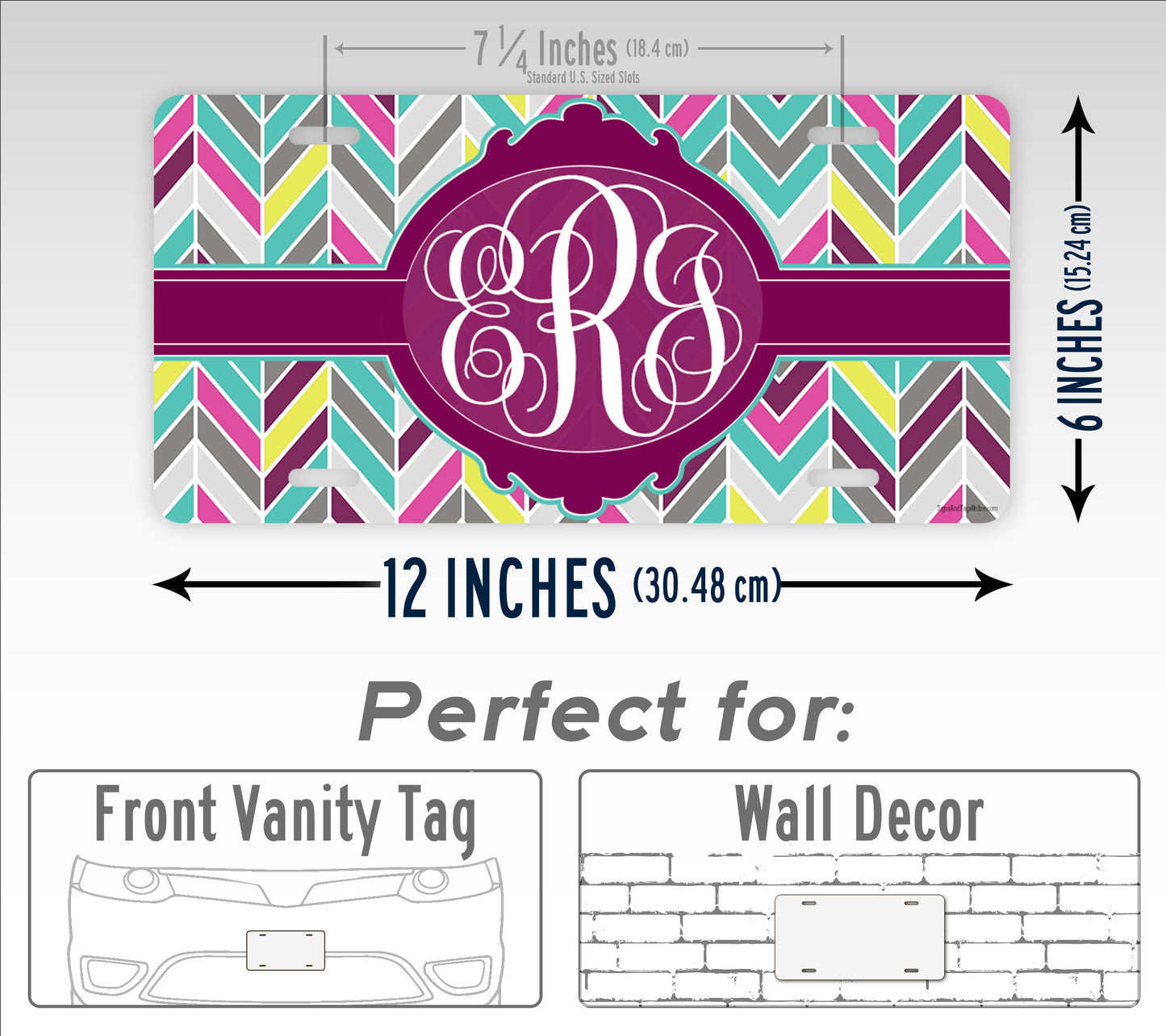 Custom Chevron Monogrammed Initials License Plate