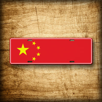 Chinese Novelty License Plate, Fullsized Chinese Flag Auto Tag, Any Text, 140mm x 440mm tag