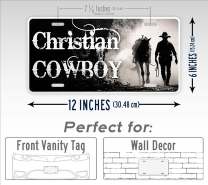 Christian Cowboy Horse License Plate