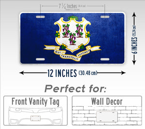 Weathered Metal Connecticut State Flag License Plate