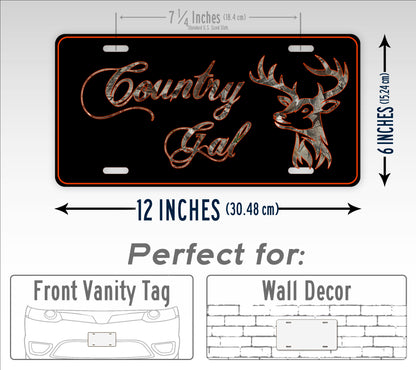 Country Gal Deer Head License Plate