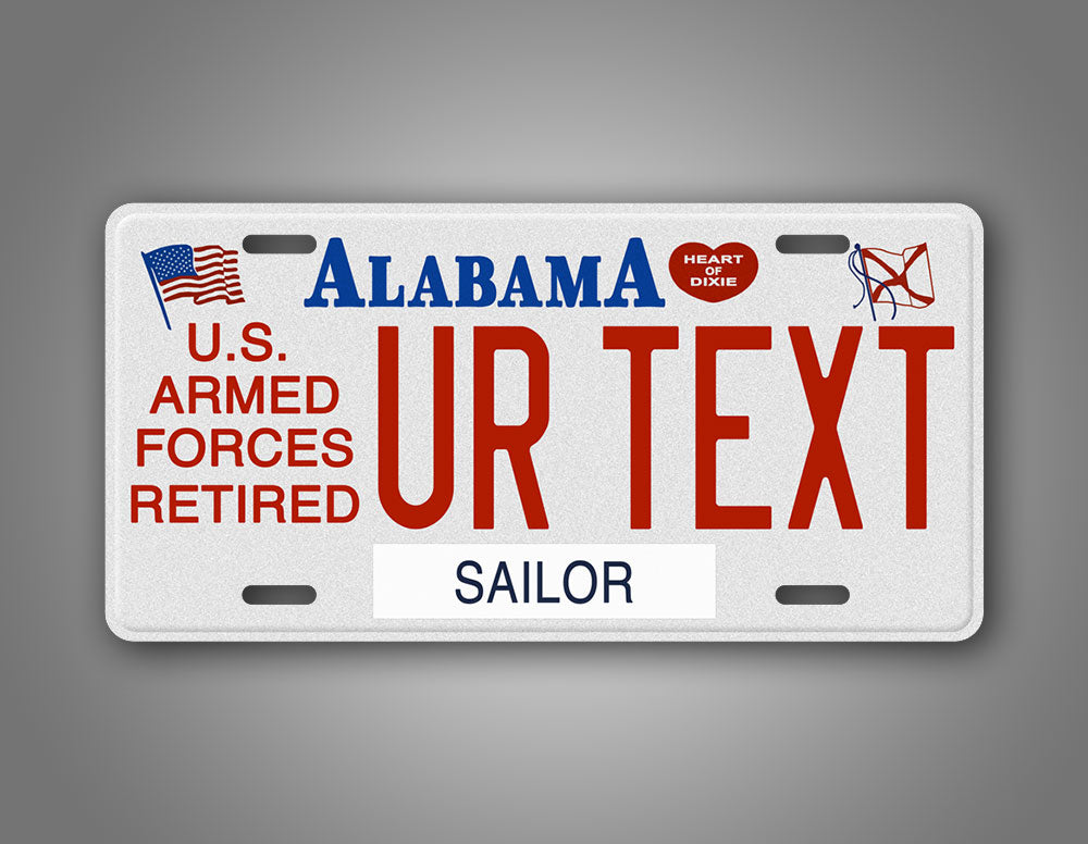 Novelty Alabama US Armed Forces Retired Custom 6x12 License Plate