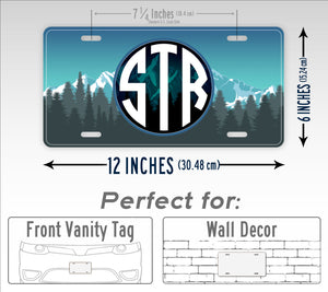 Personalized Colorful Mountain Scene Monogram License Plate