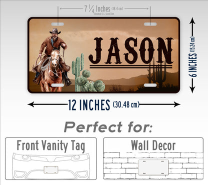 Personalized Western Cowboy or Cowgirl Horse License Plate