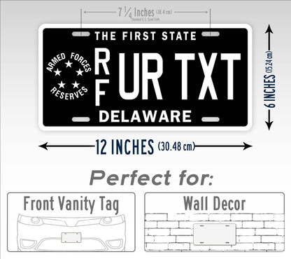 Custom Text Delaware Armed Forces Reserve License Plate