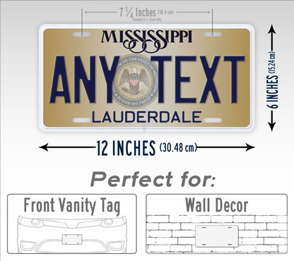 Personalized Current Mississippi State Custom License Plate