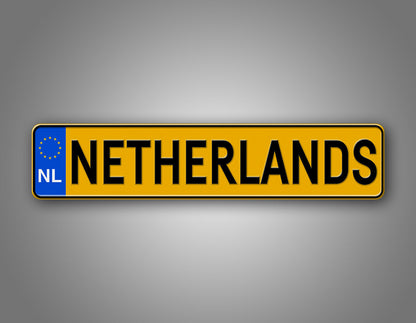 Personalized Netherlands European Style License Plate