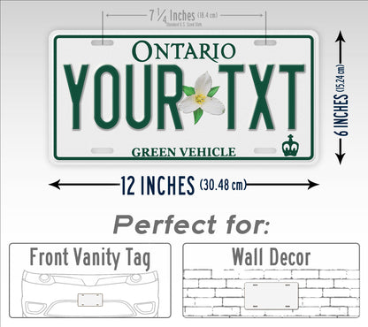 Custom Ontario Green Vehicle Personalized License Plate