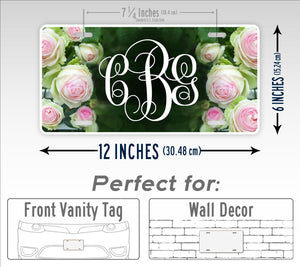 Personalized Photo-realistic Roses Monogram License Plate