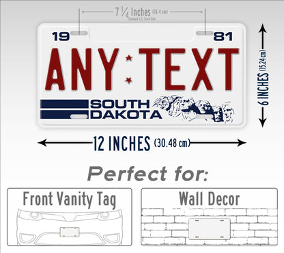 Custom Text 1981 1986 South Dakota License Plate