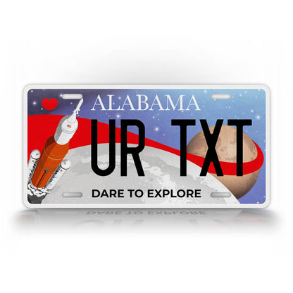 Custom Alabama Dare To Explore Sls Rocket Novelty License Plate