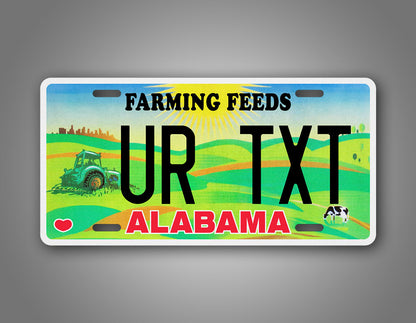 Custom Alabama Farming Feeds Personalized License Plate